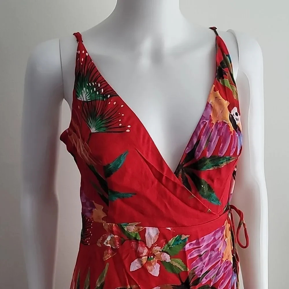 Farm Rio Red Macaw Wrap Dress - Picture 4 of 13